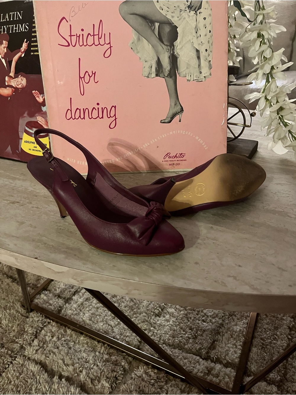 Knot Detail Slingback Pumps in Plum